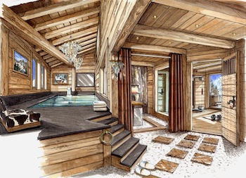 Chalet de luxe à Val d'Isere, composée de 6 chambres, pour une surface habitable de  m².