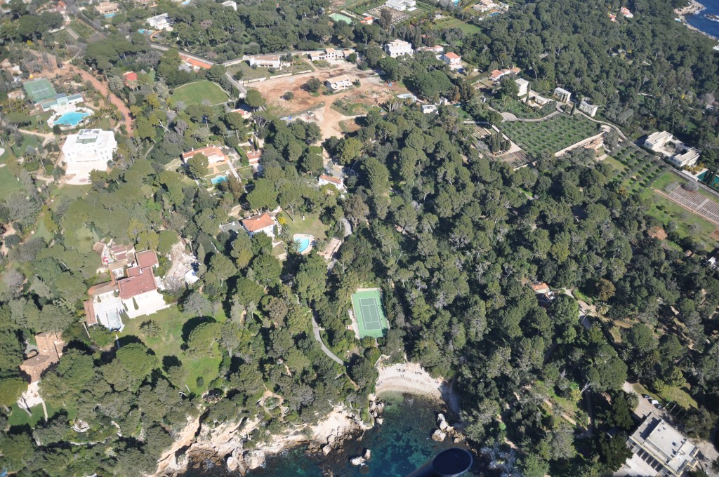 Ariel views over a property on the Cap d'Antibes